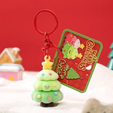 聖誕節卡通鑰匙扣掛件 可愛書包掛飾品, 1個, 植絨聖誕樹-紅色