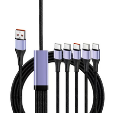 5in1 멀티 케이블 C타입 아이폰 호환, 1개, 블랙, 1.5m