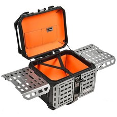 울프리네모토 모터사이클 탑 케이스 알루미늄 박스 가죽 안감 45L 방수 탈부착 트렁크 투어 팩 장치 검은색/오렌지, ium w/Orange