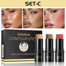 HelloKiss 修容棒 3色組合 腮紅 高光 陰影筆, 銷售，購買等同默認公司免責申明）,6g×3, 1個