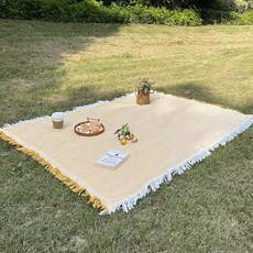 野餐墊 戶外露營 便攜 加厚 法式 草坪 公園 沙灘墊, 蜂巢 - 黃白