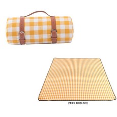 아크릴 가죽 피크닉 방수 방습 야외 텐트 매트 두꺼운, 옐로우화이트 체크 200 x 150cm