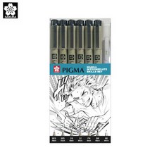 사쿠라 피그마 마이크론 망가세트 만화그리기 중급자용 7본세트 (XSDK-M6B), 단품