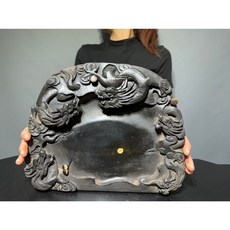 龍形雕刻擺件，精美裝飾品，居家藝術品，東方風格擺設，客廳書房擺飾, 澄泥料