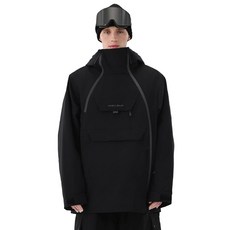 HIGH EXPERIENCE 남성용 스키 재킷 3L 스노우보드 아노락 코트 배기 스노우 풀오버 후드 방수 방풍 단열 겨울 블랙. XXL