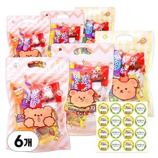 한봄 어린이집 답례품 간식꾸러미 간식 구디백 생일답례품, 간식 6봉 + 라벨스티커 16p, 1세트