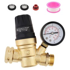 PNXKTXO RV 수압 조절 밸브 1.9cm(3/4인치) NPT DN20 황동 가능 압력 게이지 입구 필터 포함 캠퍼 여행 트레일러 모터홈 정원 가정 배관용_16124, PNXKTXO RV 수압 조절 밸브, 1.9cm(3/4