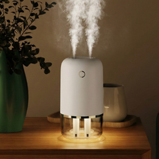 랩포트 듀얼 분사 무선 미니 가습기 무소음 무드등 400ml 사무실 가정용 차량용 휴대용 LABHU592, 화이트 1개