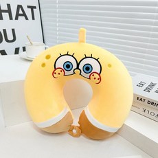 페어리아일랜드 스폰지밥과 뚱이 메모리폼 U자 여행용 목베개, 스폰지밥