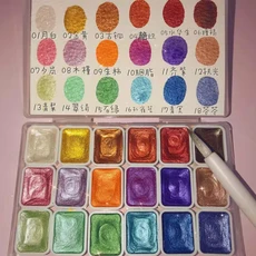 6/12/18 색상 진주 빛 수채화 물감 진주 빛 안료 아트 메탈릭 글리터 Acuarela 학교 문구 글리터, 01 옵션 15, 01 18 Colors