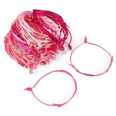 ECLATIS BEAD 비드thoven 80피스 조절 가능한 나일론 로프 디자인 팔찌 코드 8가지 색상 더블 매듭 브레이드 체인 초커 제작 금속 링 파인딩 걸이용 참 하이퀄리티, Pink