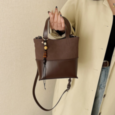 탑씨유 가죽공예 DIY 키트 가죽가방 만들기 패키지 벨벳 투톤 버킷백, 카카오다크, 1세트