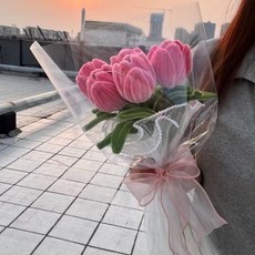 소소온 핸드메이드 모루 꽃다발 완성품 기념일 조화 선물, 핫핑크, 1개 핫핑크, 1개