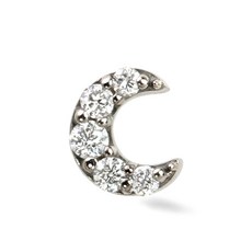 라크앤베리 14K 화이트 골드 미니 문 다이아몬드 스터드 이어링