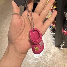 迷你洞洞鞋鑰匙扣掛飾 可愛仿真小拖鞋造型吊飾, 1個, mini玫瑰紅