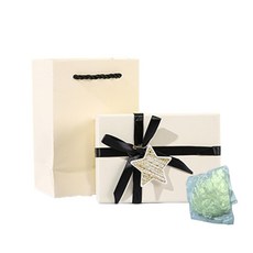 하스몰 고급 심플 기프트 선물박스 쇼핑백+종이쿠션 세트, 1개, 크림화이트