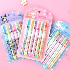 산리오 형광펜 세트 스팽글 별 형광펜 6색세트, 3개, 6색