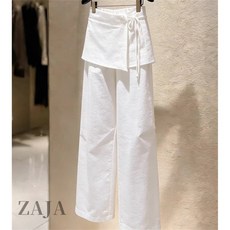 ZAJA 여성 여름 화이트 바지 데일리록 스트레이트