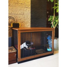 沁心家居 鋼木寵物圍欄 附廁所 狗籠 狗窩 隔斷籠 006, 1個, 簡約版【無延邊】蘋果木白,長61*寬46*高60cm