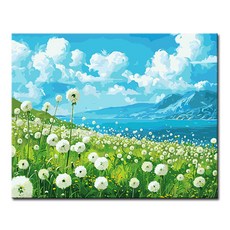 DIY캔버스페인팅 명화그리기 액자 그림 세트 유화 - 풍경 40x50, L138_민들레들판, 1개