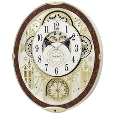 日本麗聲時計RHYTHM城堡音樂舞台鐘，精緻城堡造型，音樂旋律，客廳臥室擺飾