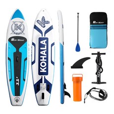 SUP漿闆站立式劃水闆水上競技專業充氣槳闆 SUP立漿充氣 衝浪闆 充氣式衝浪闆 水上漿闆 滑水闆 衝浪闆 站立衝浪槳闆, 天藍色【長335*寬84*高15】, 1個