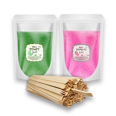 천연솜사탕설탕 진한색 200명세트 솜사탕 설탕 2Kg + 전용스틱 200개 (자일리톨함유), 진한 딸기맛, 진한 멜론맛
