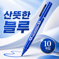 그립감 좋은 마카펜 사인펜 수성펜, 10개, 블루 1세트