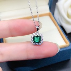 솔리드 18K 화이트 골드 1CT 에메랄드 컷 다이아몬드 약혼 펜던트 여성 소녀를위한 멋진 선물 마지막 영원, 01 white