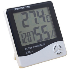 HTC-1大螢幕溫濕度計 爬蟲箱專用 溫度濕度計 時鐘顯示 最高最低溫濕度記憶, 1個, HTC-1大屏溫濕度計