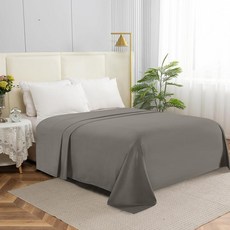 Elegant Comfort 프리미엄 호텔 품질 플랫 시트 1장 고급스럽고 부드러운 1500수 이집트 침구 시트 주름 얼룩 및 변색 방지 풀 세이지 169551, 회색