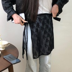 SINNO 프릴 레이어드 시스루 레이스 치마 랩 스커트