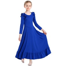 엘리도어 걸스 파라이즈 댄스 드레스 긴 소매 루즈핏 전례 예배 의상 메탈릭 골드 교회 가운