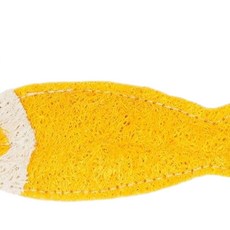 天然絲瓜烙 貓咪磨牙玩具, 黃色小魚 11*4.1cm OPP袋, 1個