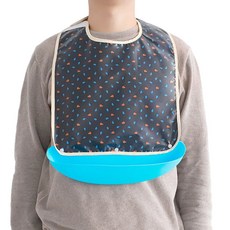 아띠꼴로 어르신 턱받이 환자용 식사 앞치마 환자 노인 성인 요양원 병원 방수 턱받침, 나뭇잎네이비L, 1개