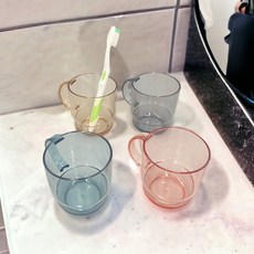파스텔 투명 텀블러 세면 양치 물컵 화장실 휴대 캠핑 사무실 미니 예쁜 가벼운 플라스틱, 1개, 그레이