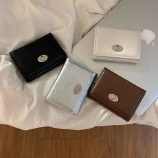 高級感爆裂紋復古短款錢包便攜 簡約ins韓風多卡位小巧按扣錢包