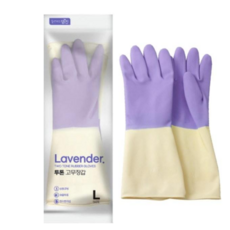 명진 투톤 라텍스 고무장갑 라벤더 10켤레 / 삼중코팅 식품전용 색감 예쁜 고무장갑, 보라, 대(L), 10개