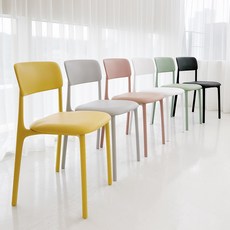 더조아 마카롱체어 예쁜 파스텔톤 인테리어 업소용 카페 플라스틱 식탁 쿠션 의자, 마카롱체어 화이트, 1개