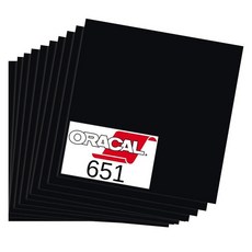 Kate's Craft Store Ten 30.5cm x 30.5cm(12인치 x 12인치) 시트 Oracal 651 영구 접착 공예 비닐 크리컷 실루엣 및 카메오 커터용, 블랙 매트