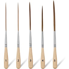 5PCS 파인 팁 페인트 브러시 옥스 이어 헤어 디테일 엑스트라 롱 라이너 아웃라인 트레이싱 스케치 수채화 유화용