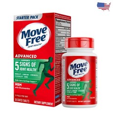 Move Free 무브프리 어드밴스드 플러스 MSM 글루코사민 + 콘드로이틴 관절 건강 영양제, 1개, 36정