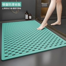 (TPE環保無毒材質)超強吸力浴室防滑墊 吸盤地墊 浴室止滑墊 淋浴墊 浴室墊 腳踏墊 防滑地墊 帶吸盤防滑腳墊, 綠色, 1個