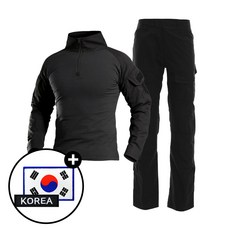 SET 택티컬 전술 컴뱃셔츠 긴팔+팬츠 세트 - 아웃도어 군인 간부 강철부대 캠핑 카고 바지
