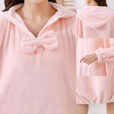 吸水速乾可穿式斗篷浴巾 公主系列長袖珊瑚絨浴袍, 長袖灰色