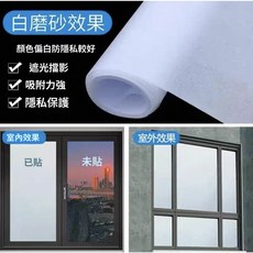 宅之約 磨砂玻璃貼紙，霧面透光防窺窗貼, 加厚免胶静电白磨砂,90cm寬*300cm, 白磨砂