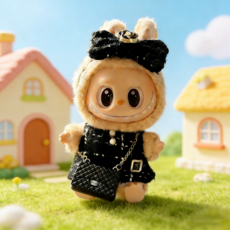 [국내배송] 라부 인형 1세대 2세대 3세대 호환 옷세트 원피스 티셔츠 인형 옷 입히기, 블랙, 1개