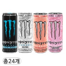 코카콜라 몬스터 에너지 제로슈거 & 울트라 & 피치 & 스트로베리 드림즈 4종 혼합세트, 24개입, 355ml
