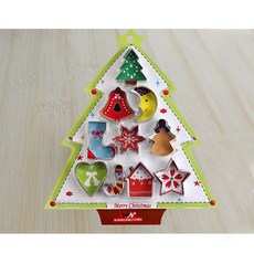 愛廚房 聖誕樹不鏽鋼餅乾模 NG品7折出清 10入 聖誕樹 月亮 雪花 星星 鈴鐺 聖誕襪 餅乾模 聖誕節, 1個, 不鏽鋼餅乾模 10入