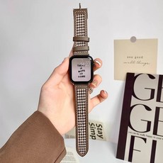 千鳥格真皮錶帶 適用Apple Watch, 【深棕】千鳥格真皮錶帶,38/40/41/S10代42MM, 1個
